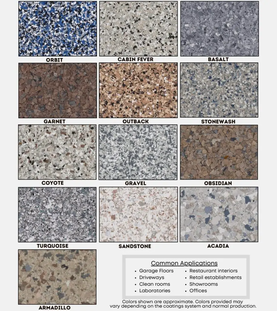 Epoxy Flake color chart